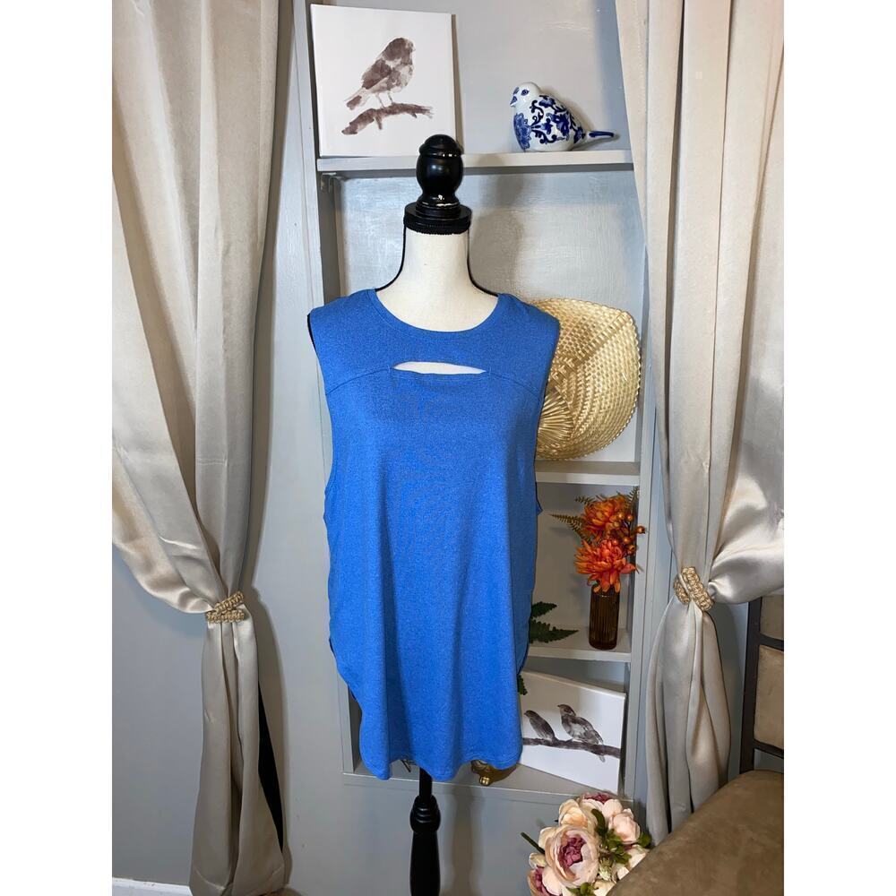 BCG Blue size XL Longer Length Cutout Front Gym Workout Top GUC - Picture 2 of 11